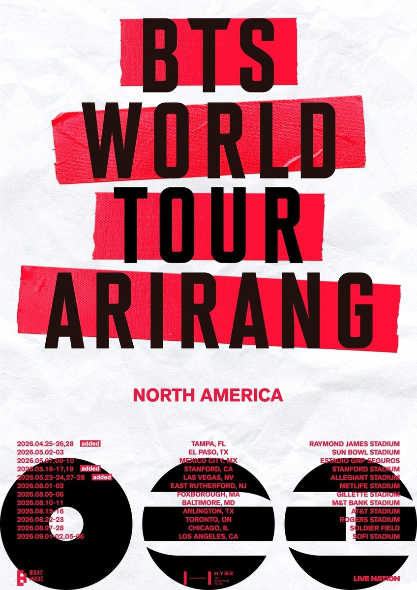 BTS Arirang North America tour poster including Stanford